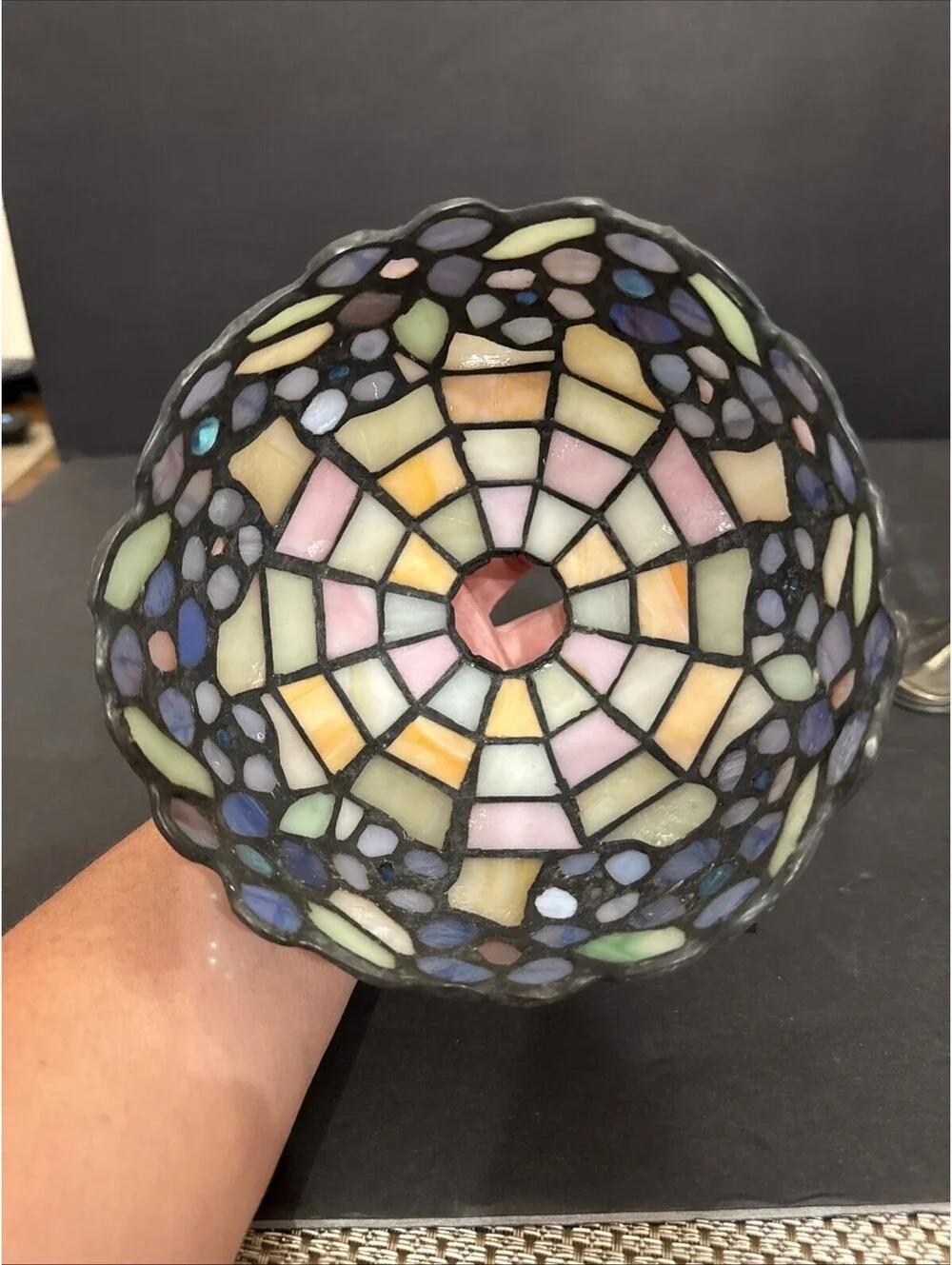 PartyLite Hydrangea Mosaic Tiffany Style Votive Candle Lamp Antique Bronze